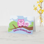 De het leuke Roze Mamma van de Uil en Kaart van (Gele Bloem)