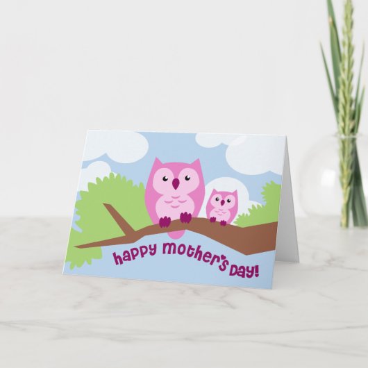 De het leuke Roze Mamma van de Uil en Kaart van (Voorkant)