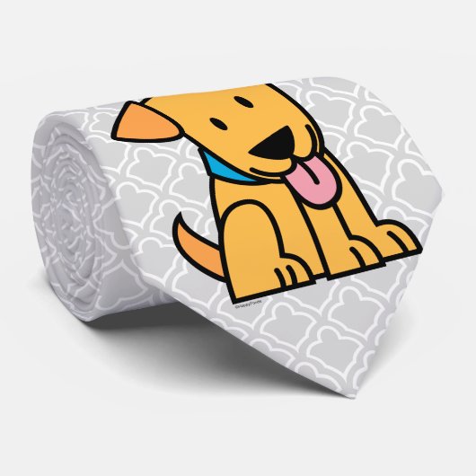 De het puppyhond van de labrador zit gouden leuk stropdas (Opgerold)