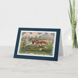 De het Rennen Konijnen - de Vintage Groet van Feestdagen Kaart