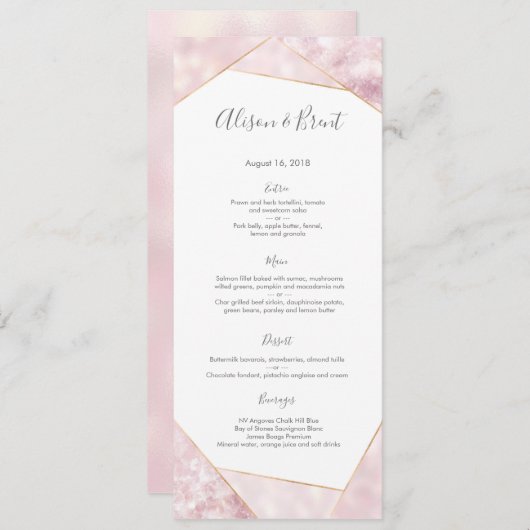 De het roze gouden geometrische Menu van het (Voorkant / Achterkant)