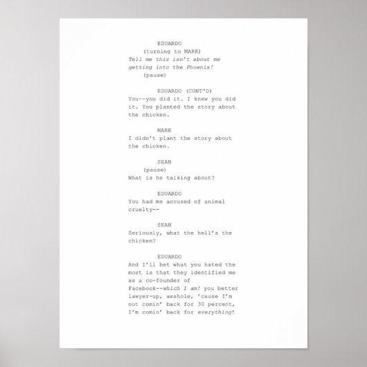 De het schermscène van het Sociale Netwerk Poster (Voorkant)