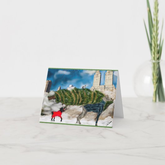 De het wenskaarthonden van de vakantie krijgen NY Feestdagen Kaart (Voorkant)