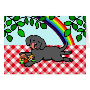 De het zwarte Puppy en Hamburger van Labrador