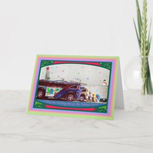 De hete Kerstkaart van de Bus van Surfin'S'Cool Feestdagen Kaart (Voorkant)