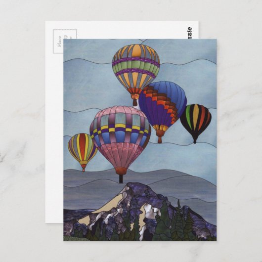 De hete luchtballons van het Glas in lood Briefkaart (Voorkant / Achterkant)