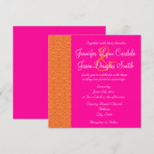 De hete Roze Oranje Uitnodiging van de Weddenschap (Voorkant / Achterkant)