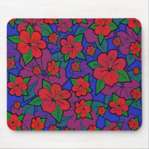 De hibiscus bloeit Blauw Muismat