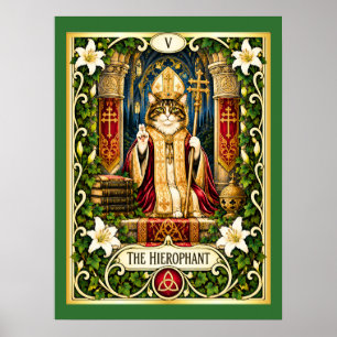 De Hiërofant Kat Tarot - Traditie en Wijsheid Poster