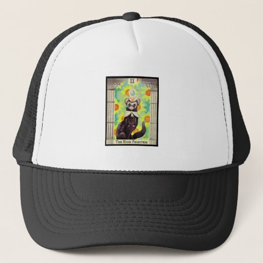 De High Ferret Priestess Tarot-kaart Trucker Pet (Voorkant)