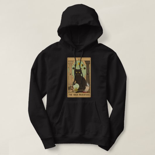 De High Priestess Tarot Card Black Cat Mystical Hoodie (Design voorkant)