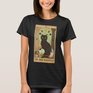 De High Priestess Tarot Card Black Cat Mystical T-shirt