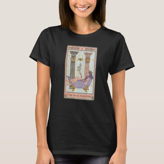 De high Priestess Weed Tarot Card Face Moon Sun A T-shirt (Voorkant)