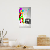 De High Vibe Muziek - Stereo White Poster (Keuken)