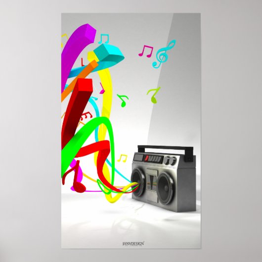 De High Vibe Muziek - Stereo White Poster (Voorkant)