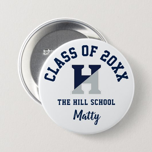 De Hill School Button Logo Custom gepersonaliseerd (Voorkant /achterkant)