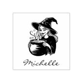 De hippe Halloween heks met ketel Rubberstempel (Afrduk)