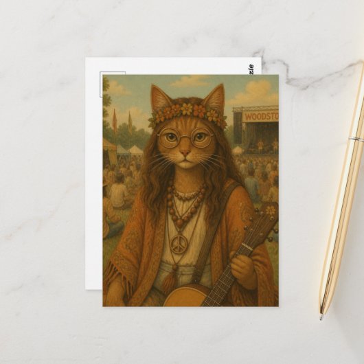 De Hippie Kitty Briefkaart (Voorkant / Achterkant in situ)
