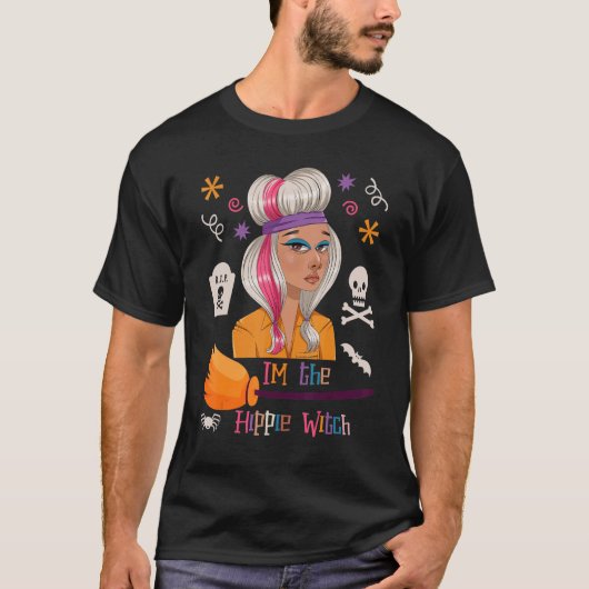 De Hippie Witch Halloween Matching Dye Gro T-shirt (Voorkant)