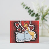 de Hippo, de Giraffe en het hart. Briefkaart (Staand voorkant)