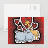 de Hippo, de Giraffe en het hart. Briefkaart (Voorkant / Achterkant)