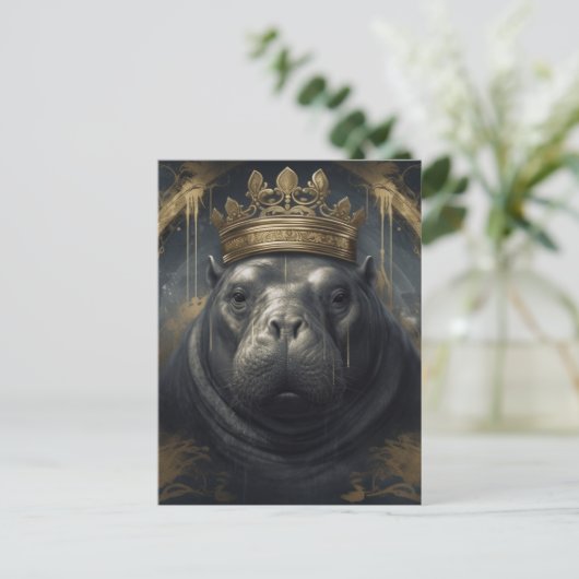 De Hippo Koning Briefkaart (Staand voorkant)