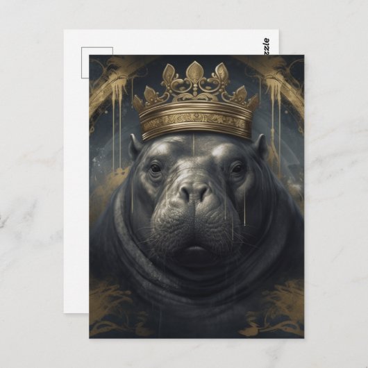 De Hippo Koning Briefkaart (Voorkant / Achterkant)
