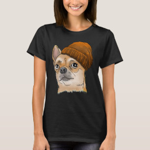 De Hipster Chihuahua Chihuahua die een beanie draa T-shirt