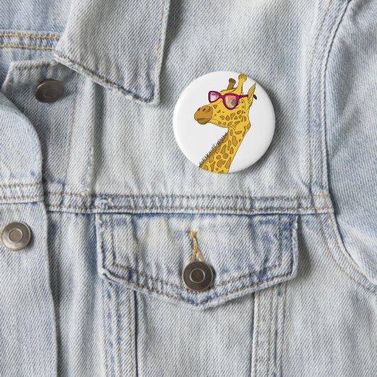 De Hipster-Giraffe Ronde Button 5,7 Cm (In situ)