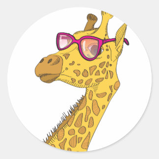 De Hipster-Giraffe Ronde Sticker