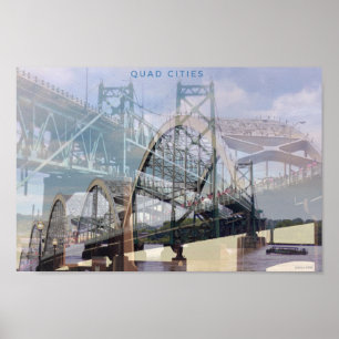 De historische bruggen van het Poster van de Quad 