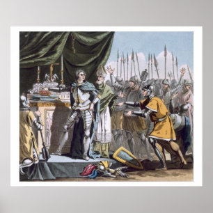 De historische dag van de Bouvines in 1214, gegrav Poster