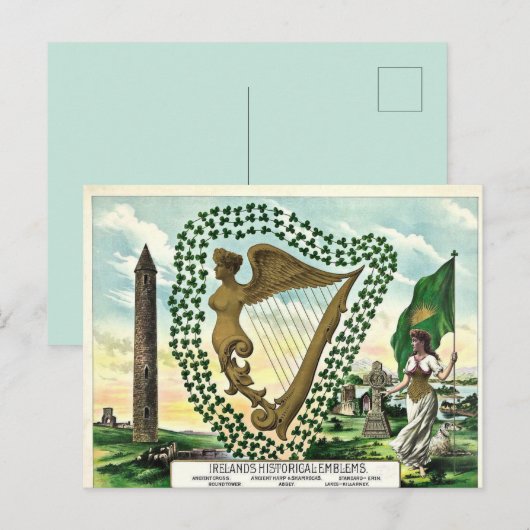 De historische emblemen van  Ierland Briefkaart (Voorkant / Achterkant)