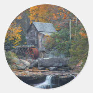 De historische graanmolen op Glade Creek 2 Ronde Sticker
