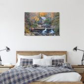 De historische graanmolen op Glade Creek Canvas Afdruk (Insitu (Slaapkamer))