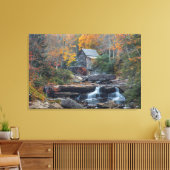 De historische graanmolen op Glade Creek Canvas Afdruk (Insitu (Woonkamer))
