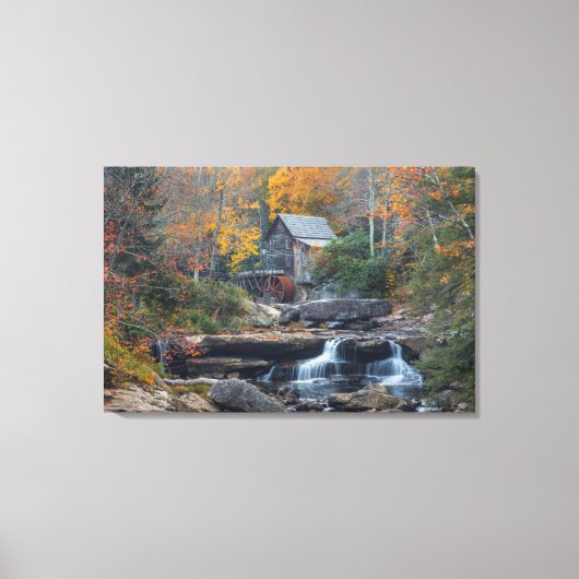 De historische graanmolen op Glade Creek Canvas Afdruk (Voorkant)
