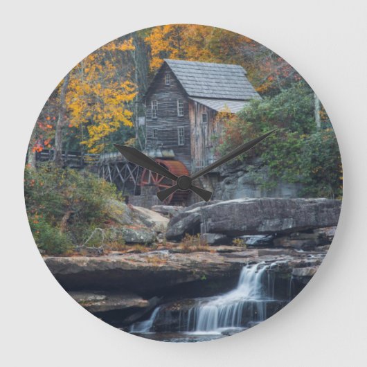 De historische graanmolen op Glade Creek Grote Klok (Voorkant)