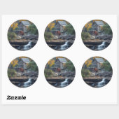 De historische graanmolen op Glade Creek Ronde Sticker (Vel)