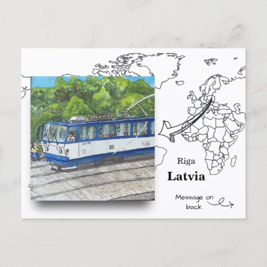 De historische tram, Riga Letland Briefkaart (Voorkant)