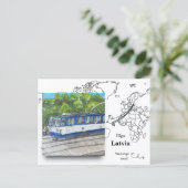 De historische tram, Riga Letland Briefkaart (Staand voorkant)