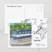 De historische tram, Riga Letland Briefkaart (Voorkant / Achterkant)