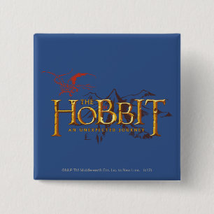 De Hobbit Logo over bergen Vierkante Button 5,1 Cm