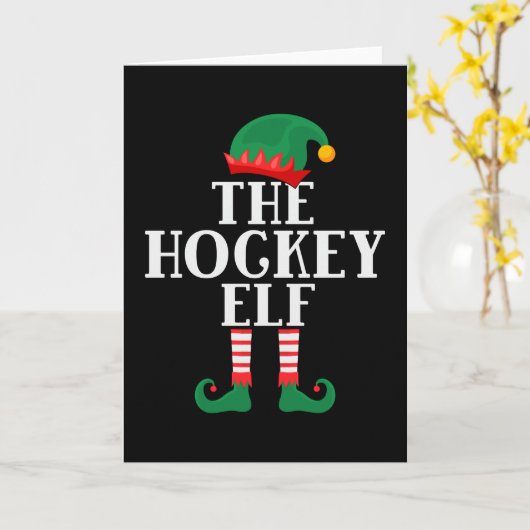 De Hockey Elf Grappige Kerstmis Kaart (Gele Bloem)