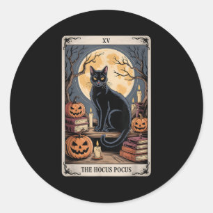 De Hocus Pocus Tarot Halloween Cat Pumpkin Mystic Ronde Sticker