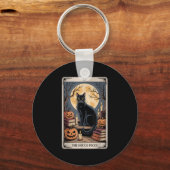 De Hocus Pocus Tarot Halloween Cat Pumpkin Mystic Sleutelhanger (Voorkant)