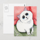 De hoek Naughty: Tijd omhoog - Kat Art Briefkaart (Voorkant / Achterkant)