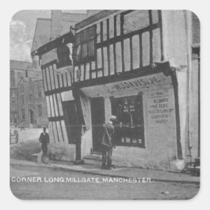 De hoek van de dichter vierkante sticker