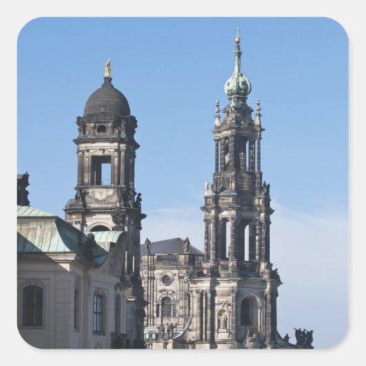 De hofkirche (Hofkerk) Dresden Vierkante Sticker (Voorkant)