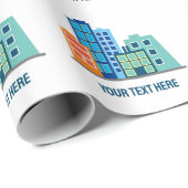 De hoge de bouwskyline van de stad die douane trek cadeaupapier (Rol Hoek)